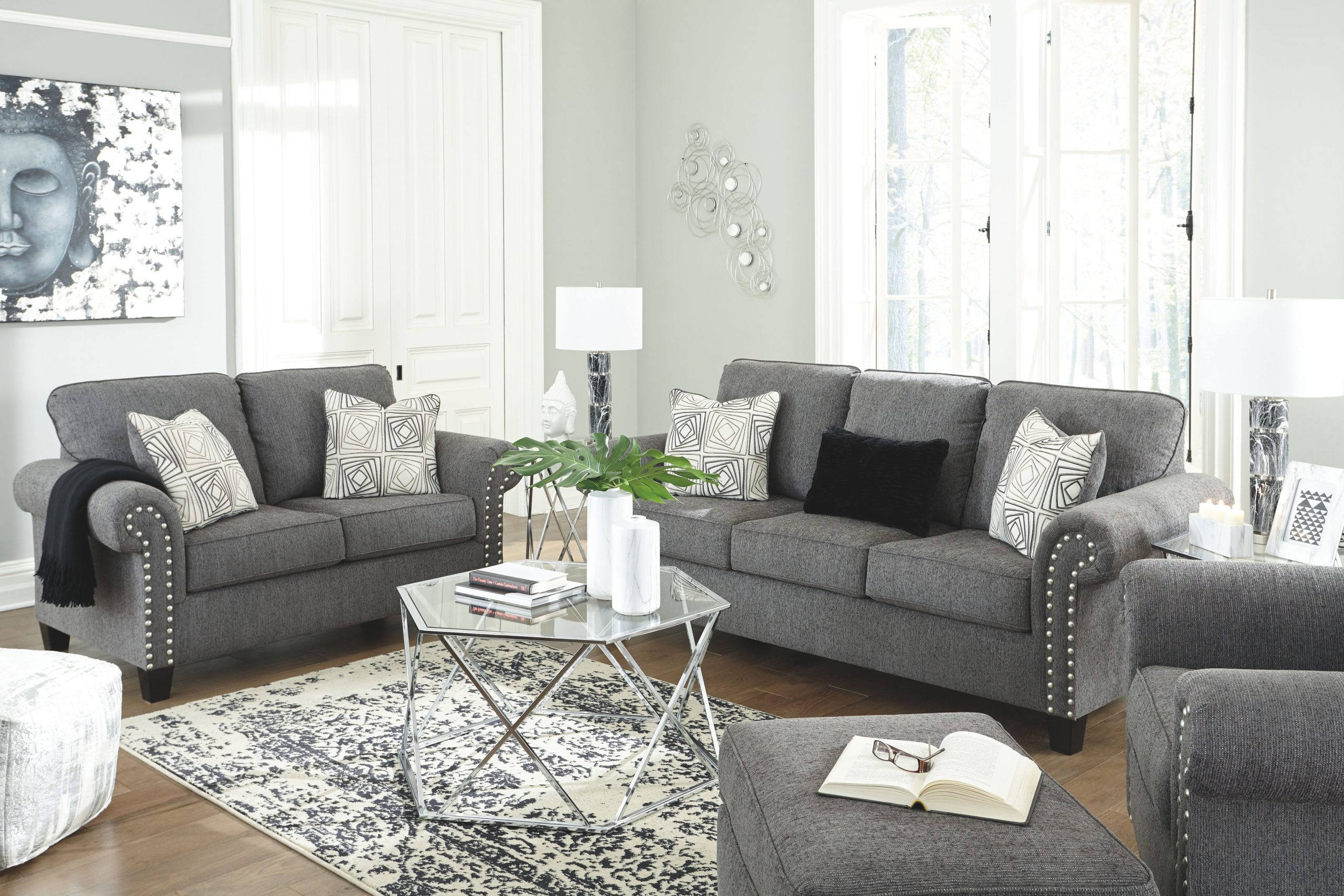 Agleno - Charcoal - Sofa & Loveseat - Eastside Furniture